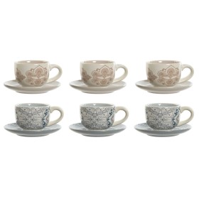 Set di Tazze e Piatti Home ESPRIT Azzurro Beige Metallo Dolomite 180 ml 20 x 18 x 20 cm (2 Unità) di Home ESPRIT, Tazze - Rif...