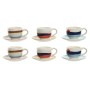 Set of 6 Cups with Plate Home ESPRIT Yellow Blue Green Lilac Metal Dolomite 180 ml | Tienda24 - Global Online Shop Tienda24.eu