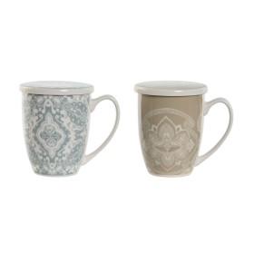 Taza con Filtro para Infusiones Home ESPRIT Azul Beige Acero Inoxidable Porcelana 380 ml (2 Unidades) de Home ESPRIT, Tazas -...