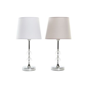 Desk lamp Home ESPRIT White Beige Metal Crystal 50 W 220 V 23 x 23 x 46 cm (2 Units) by Home ESPRIT, Bedside and Table Lamps ...