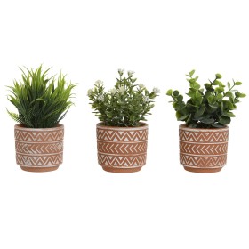 Plante décorative Home ESPRIT Polyéthylène Ciment 12 x 12 x 17 cm (3 Unités) de Home ESPRIT, Plantes artificielles - Réf : S3...