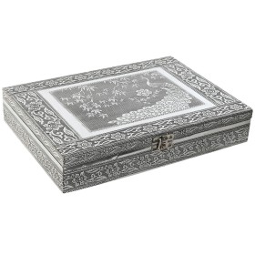 Caja-Joyero Home ESPRIT Verde Plateado Madera Aluminio 27,5 x 20 x 5,4 cm de Home ESPRIT, Organizadores de joyas - Ref: S3055...