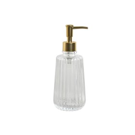 Soap Dispenser Home ESPRIT Transparent Golden Aluminium Crystal ABS 8 x 8 x 20,5 cm by Home ESPRIT, Stands and dispensers - R...