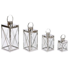 Lanterne Home ESPRIT Argenté Verre Acier Chrome 22 x 20 x 50 cm (4 Pièces) de Home ESPRIT, Bougeoirs et chandeliers - Réf : S...