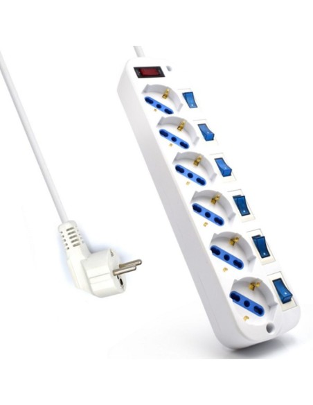 Power Socket - 6 Sockets with Switch Ewent EW3932-5M 3500W (3 m) | Tienda24 Tienda24.eu