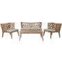 Conjunto de Mesa con 3 Sillones Home ESPRIT Beige Natural Teca 133 x 60 x 70 cm de Home ESPRIT, Sofás - Ref: S3055793, Precio...