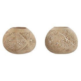 Portavelas Home ESPRIT Fibra de coco 15 x 15 x 13 cm (2 Unidades) de Home ESPRIT, Candelabros y portavelas - Ref: S3055796, P...