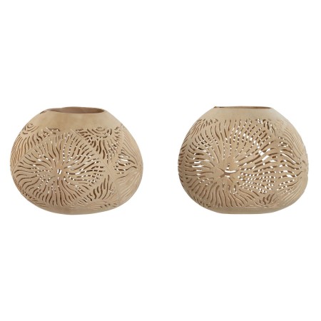 Candleholder Home ESPRIT Coconut Fibre 15 x 15 x 13 cm (2 Units) by Home ESPRIT, Candelabras and candle holders - Ref: S30557...