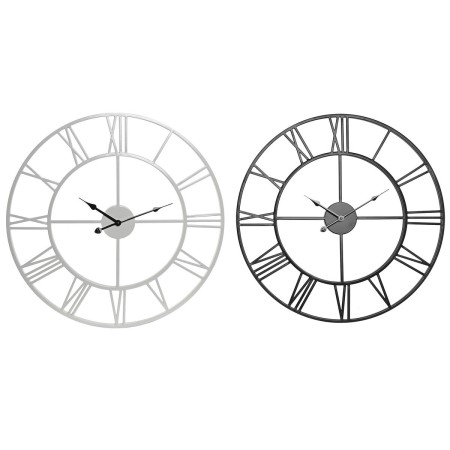 Reloj de Pared Home ESPRIT Blanco Negro Metal 60 x 3 x 60 cm (2 Unidades) de Home ESPRIT, Relojes de pared - Ref: S3055810, P...