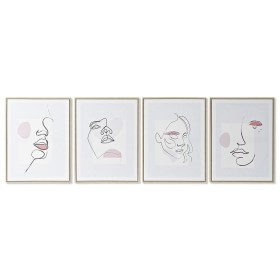 Pintura DKD Home Decor Face Escandinavo 45 x 2,5 x 60 cm (4 Unidades) de DKD Home Decor, Impressões sobre tela - Ref: S305584...