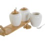 Sugar Bowl DKD Home Decor White Natural Bamboo Porcelain 31 x 9 x 7 cm 4 Pieces by DKD Home Decor, Sugar and milk - Ref: S305...