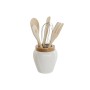 Pot pour ustensiles de cuisine DKD Home Decor Blanc Bambou Porcelaine 10,5 x 10,5 x 12 cm 6 Pièces de DKD Home Decor, Stockag...