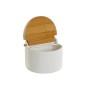 Salero con Tapa DKD Home Decor Blanco Natural Bambú Porcelana 12 x 10 x 11 cm de DKD Home Decor, Dosificadores de aliño y esp...