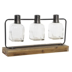 Jarrón DKD Home Decor Negro Natural Metal Cristal Madera de Paulonia 49 x 11 x 27 cm (3 Piezas) de DKD Home Decor, Jarrones -...