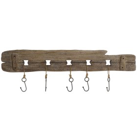 Wall mounted coat hanger Home ESPRIT Natural Metal Paolownia wood 99 x 3 x 31 cm by Home ESPRIT, Wall Coat Racks - Ref: S3055...