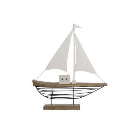 Figurine Décorative Home ESPRIT Blanc Naturel Voilier Marin Finition vieillie 54 x 15 x 61,5 cm | Tienda24 - Global Online Shop Tienda24.eu