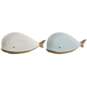 Figurine Décorative Home ESPRIT Blanc Bleu ciel Baleine 32 x 9 x 13 cm (2 Unités) de Home ESPRIT, Objets de décoration - Réf ...