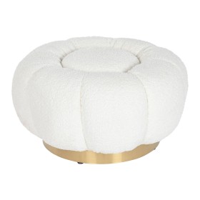 Poggiapiedi Home ESPRIT Bianco Poliestere Metallo 65 x 65 x 35 cm di Home ESPRIT, Ottomane e poggiapiedi - Rif: S3056025, Pre...