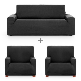 Sofa cover set Eysa ULISES Dark grey 3 Pieces by Eysa, Chair and sofa accessories - Ref: D1606849, Price: 96,42 €, Discount: %