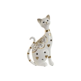 Figura Decorativa Home ESPRIT Blanco Dorado Gato Romántico 16 x 8 x 30 cm de Home ESPRIT, Adornos - Ref: S3056079, Precio: 16...