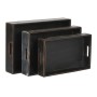 Set di Vassoi Home ESPRIT Nero Legno di abete 56 x 38 x 10 cm (3 Pezzi) di Home ESPRIT, Piatti e teglie - Rif: S3056132, Prez...