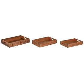 Jogo de Bandejas Home ESPRIT Natural Madeira de abeto 56 x 38 x 10 cm (3 Peças) de Home ESPRIT, Pratos e fontes - Ref: S30561...