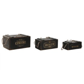 Storage boxes Home ESPRIT Black Fir wood 38 x 24 x 20 cm 3 Pieces by Home ESPRIT, Storage boxes and chests - Ref: S3056134, P...