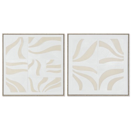 Bild Home ESPRIT Weiß Beige abstrakt Skandinavisch 83 x 4,5 x 83 cm (2 Stück) | Tienda24 - Global Online Shop Tienda24.eu