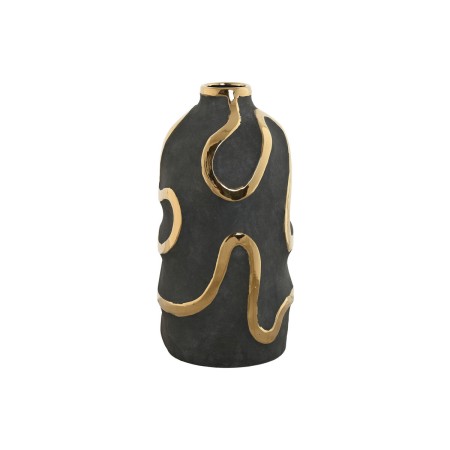 Vaso Home ESPRIT Cinzento Dourado Grés Abstrato Moderno 17 x 17 x 35 cm de Home ESPRIT, Jarrões - Ref: S3056323, Preço: 26,87...