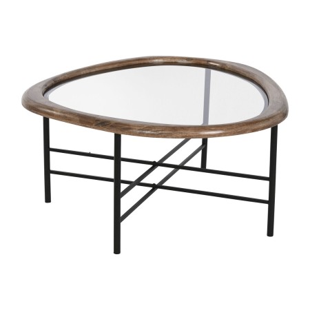 Mesa de Centro Home ESPRIT Castanho Preto Natural Cristal Madeira de abeto 76 x 81 x 38 cm | Tienda24 - Global Online Shop Tienda24.eu