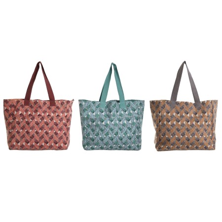 Bolsa Mulher Home ESPRIT Castanho Turquesa Coral 55 x 14 x 35 cm (3 Unidades) de Home ESPRIT, Shoppers e malas de ombro - Ref...