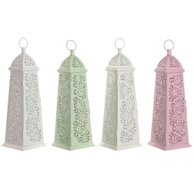 Lantern Home ESPRIT White Green Pink Metal Aluminium Shabby Chic 13 x 13 x 43 cm (4 Units) by Home ESPRIT, Candelabras and ca...