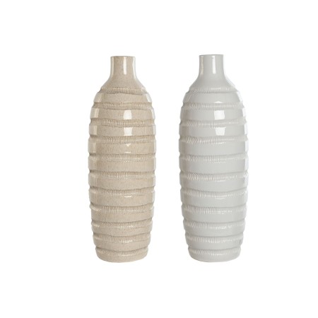 Vase Home ESPRIT Beige aus Keramik 19 x 19 x 55 cm (2 Stück) von Home ESPRIT, Vasen - Ref: S3056569, Preis: 65,44 €, Rabatt: %