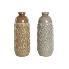 Vase Home ESPRIT Marron Gris Céramique Oriental Losanges 17 x 17 x 44 cm (2 Unités) de Home ESPRIT, Vases - Réf : S3056570, P...