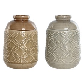 Vase Home ESPRIT Marron Gris Céramique Oriental Losanges 19 x 19 x 27 cm (2 Unités) de Home ESPRIT, Vases - Réf : S3056571, P...