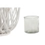 Castiçais Home ESPRIT Branco vime Cristal 34 x 34 x 80 cm de Home ESPRIT, Candelabros e suportes para velas - Ref: S3056629, ...