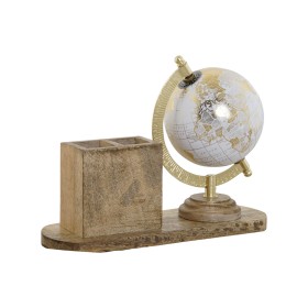 Globo Terrestre Home ESPRIT Branco Castanho PVC Madeira de mangueira 24 x 8 x 19 cm de Home ESPRIT, Geografia - Ref: S3056682...