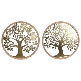 Décoration murale Home ESPRIT Doré Naturel Arbre Cottage 60 x 1,5 x 60 cm (2 Unités) de Home ESPRIT, Objets de décoration - R...