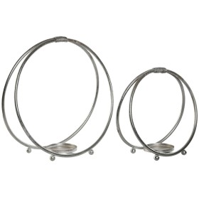 Portavelas Home ESPRIT Plateado Metal 38 x 16 x 38,5 cm 38 x 16 x 39 cm (2 Unidades) de Home ESPRIT, Candelabros y portavelas...