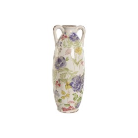 Vase Home ESPRIT White Multicolour Lilac Stoneware 13 x 13 x 35 cm by Home ESPRIT, Vases - Ref: S3056878, Price: 14,99 €, Dis...