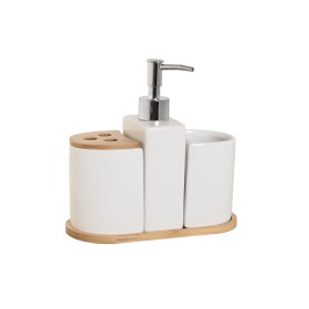 Set da Bagno Home ESPRIT Bianco Naturale Bambù Dolomite 19,5 x 10 x 19 cm di Home ESPRIT, Set di accessori per il bagno - Rif...