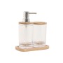 Bath Set Home ESPRIT Transparent Natural Bamboo Aluminium polystyrene 16 x 9 x 18 cm | Tienda24 - Global Online Shop Tienda24.eu