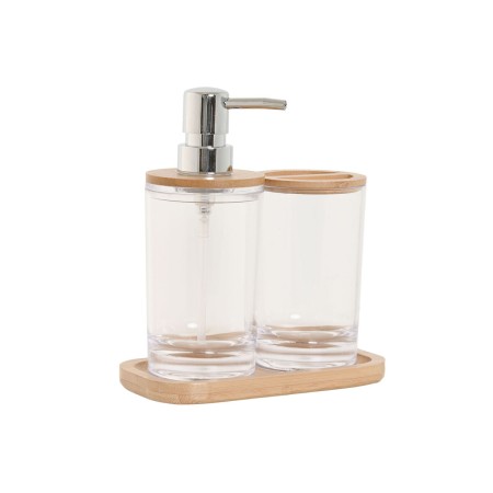 Bath Set Home ESPRIT Transparent Natural Bamboo Aluminium polystyrene 16 x 9 x 18 cm | Tienda24 - Global Online Shop Tienda24.eu