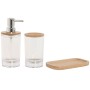 Set de Baño Home ESPRIT Transparente Natural Bambú Aluminio Poliestireno 16 x 9 x 18 cm de Home ESPRIT, Juegos de accesorios ...