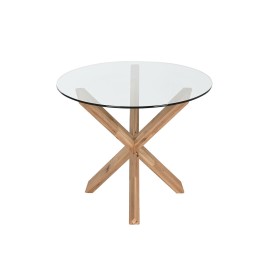 Small Side Table Home ESPRIT Tempered Glass oak wood 60 x 60 x 42 cm by Home ESPRIT, Tables - Ref: S3056997, Price: 85,80 €, ...