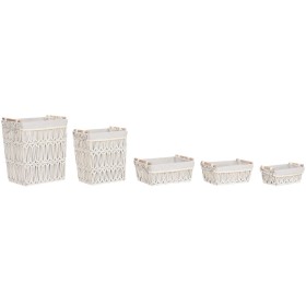 Panier à linge Home ESPRIT Blanc Naturel Métal Shabby Chic 42 x 32 x 51 cm 5 Pièces de Home ESPRIT, Corbeilles à linge - Réf ...