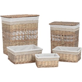 Laundry basket Home ESPRIT Beige Natural wicker Shabby Chic 47 x 35 x 55 cm 5 Pieces by Home ESPRIT, Laundry Baskets - Ref: S...