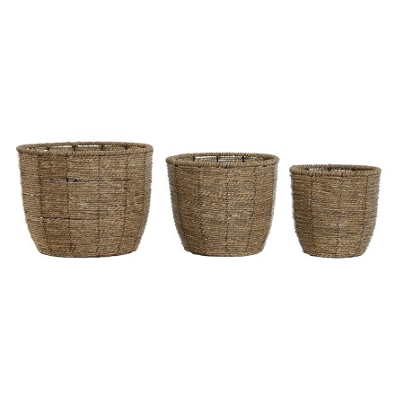 Set de Maceteros Home ESPRIT Marrón Fibra Tropical 31 x 31 x 24 cm de Home ESPRIT, Maceteros - Ref: S3057047, Precio: 26,34 €...