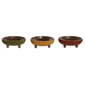 Centre de Table Home ESPRIT Jaune Vert Corail Colonial 25 x 25 x 9 cm (3 Unités) de Home ESPRIT, Objets de décoration - Réf :...