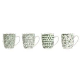 Ensemble de 4 mugs Home ESPRIT Blanc Vert Porcelaine 340 ml de Home ESPRIT, Tasses - Réf : S3057175, Prix : 10,59 €, Remise : %